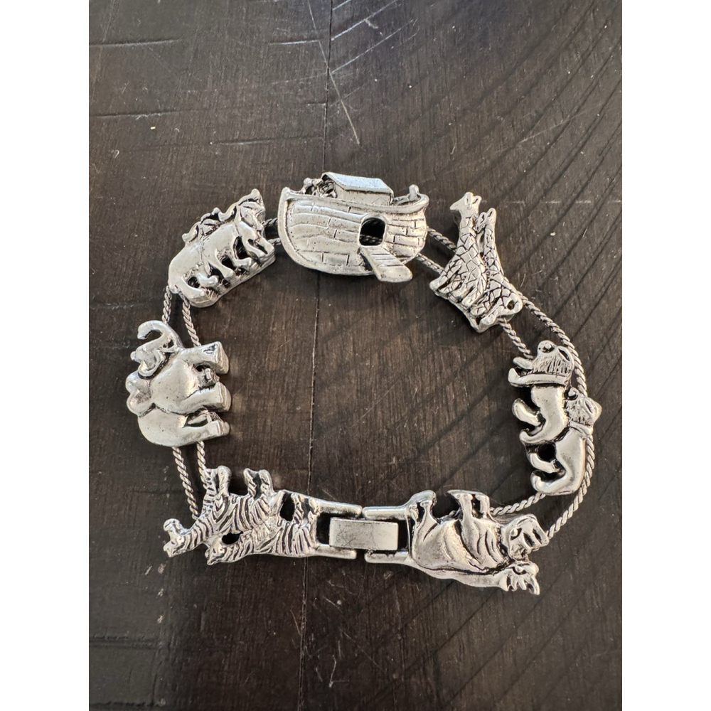Vintage Slide Charm NOAH'S ARK Bracelet 7 1/2” - Picture 2 of 4